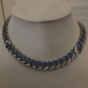 Cuban Link Blue and Silver Women's Necklace